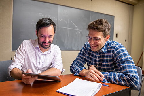 Students doing math in a classroom