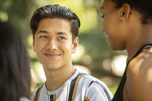 Students talking outside