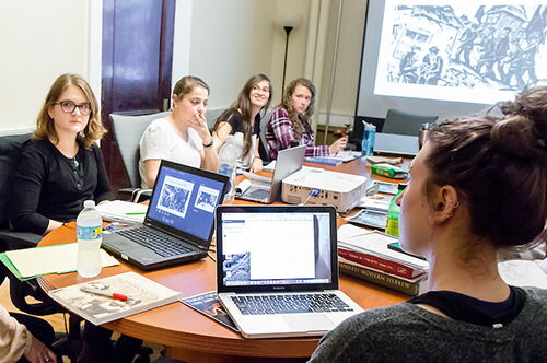 Students talk in class