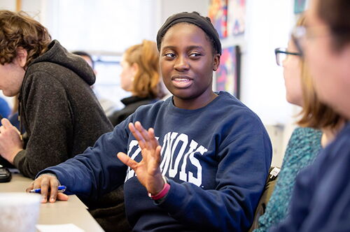 Students talk in class