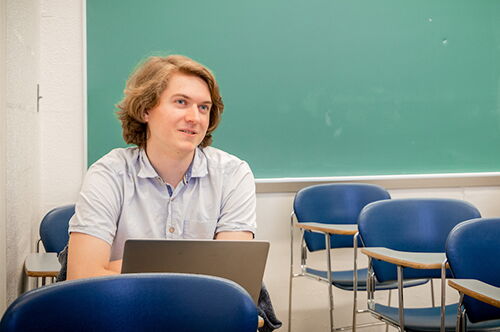 A student in a classroom