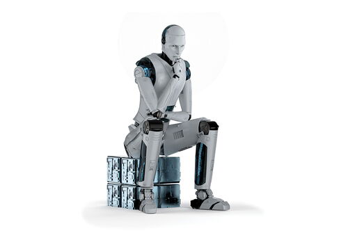 Image of a robot looking pensive 