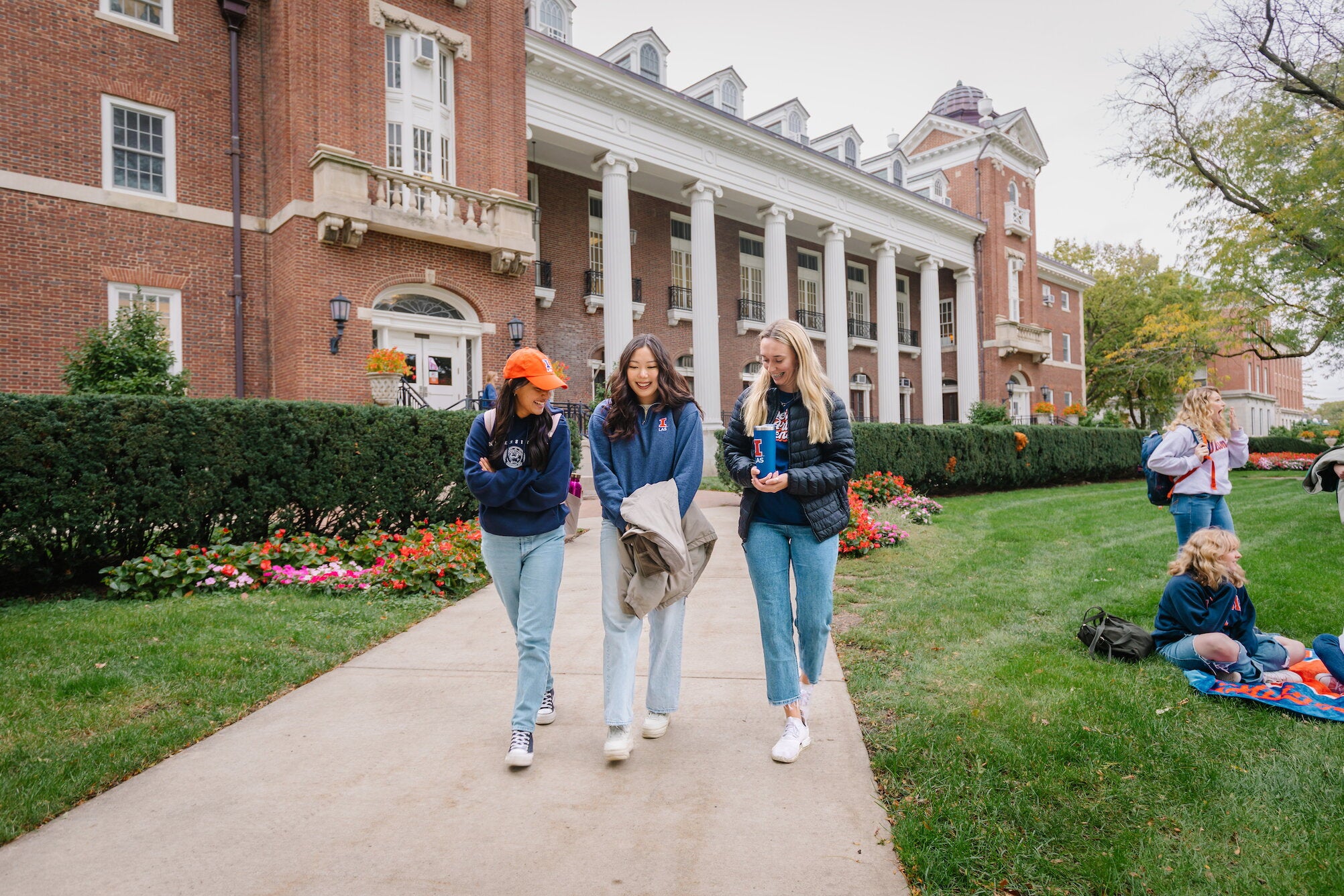 students walking across quad