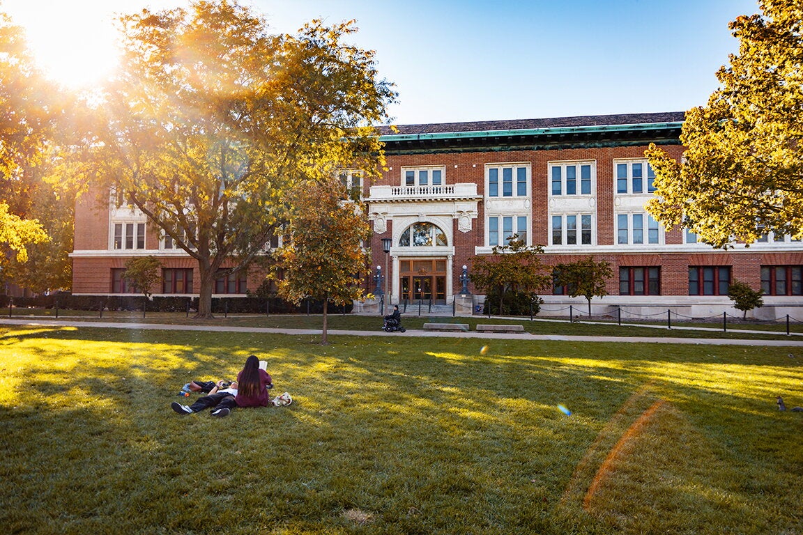 Quad side of Lincoln Hall at the University of Illinois