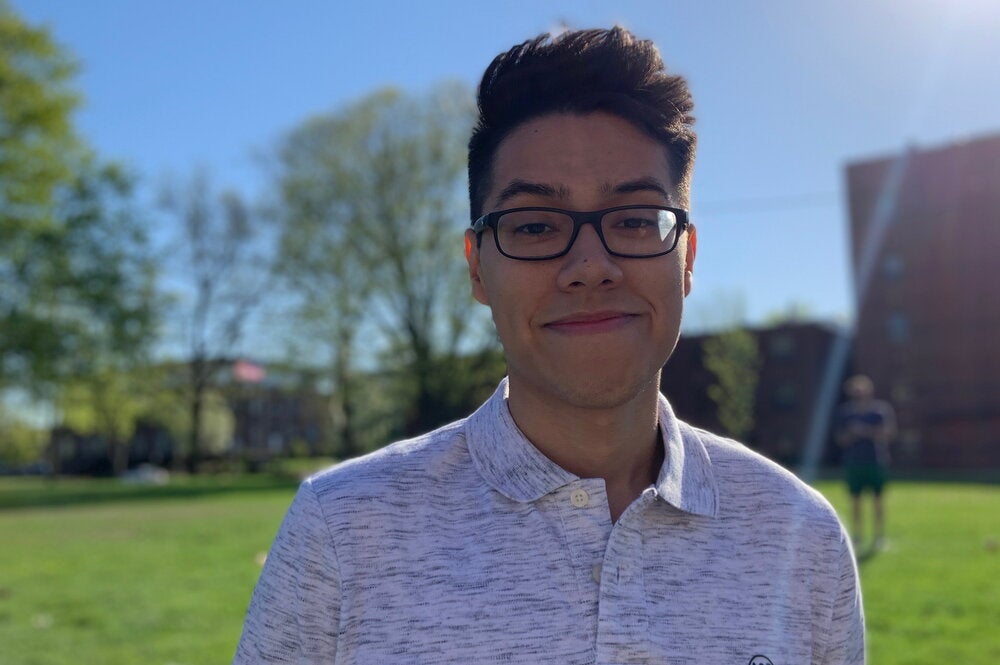 LAS student poses for photo on the Quad