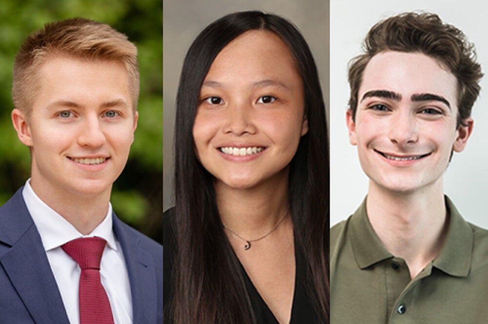 Photos of three students