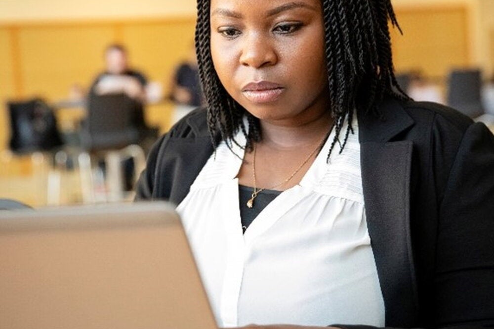 Woman at laptop during the job search 