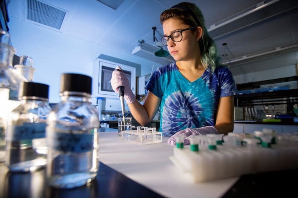 Student in lab