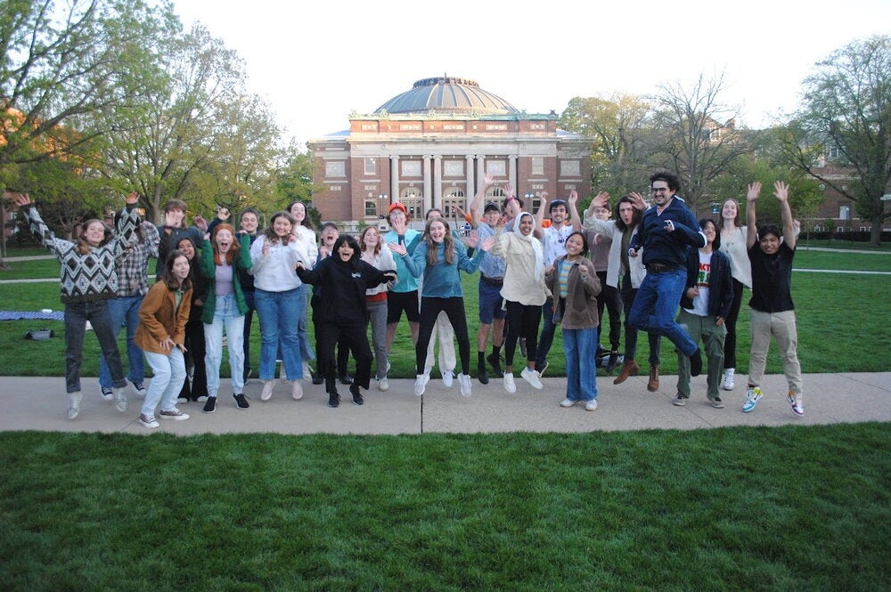 Student members of Students for Environmental Concerns (SECS) during their social on the Quad during Spring 2023