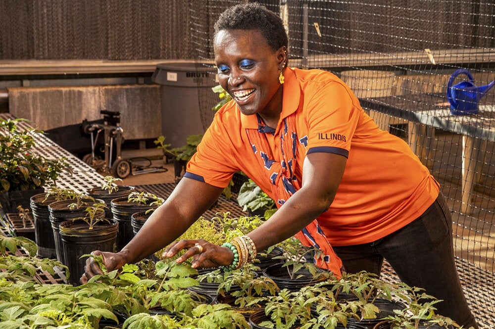 Esther Ngumbi in the lab