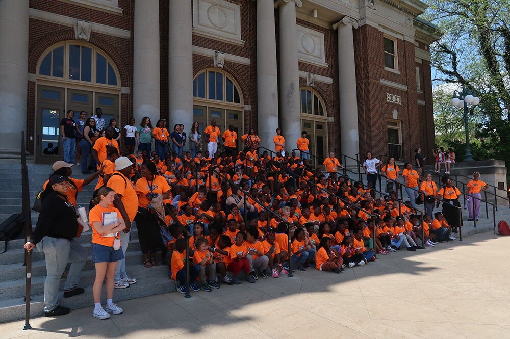 everyone in front of foellinger auditorium