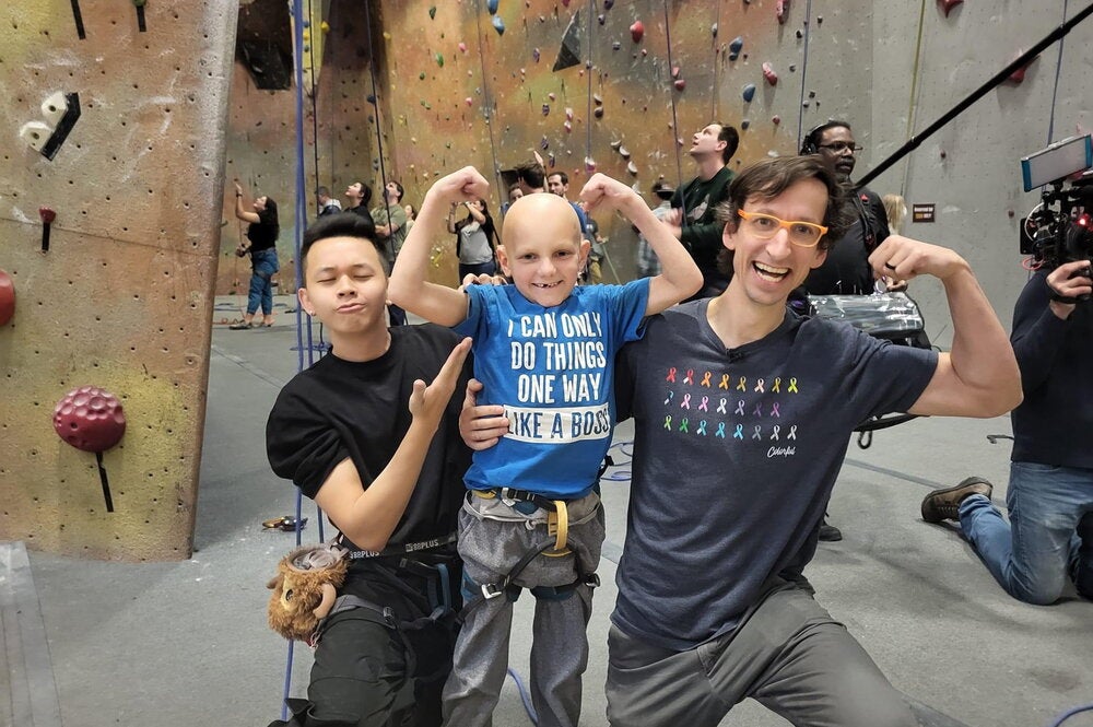 Koschmann with climbing participants