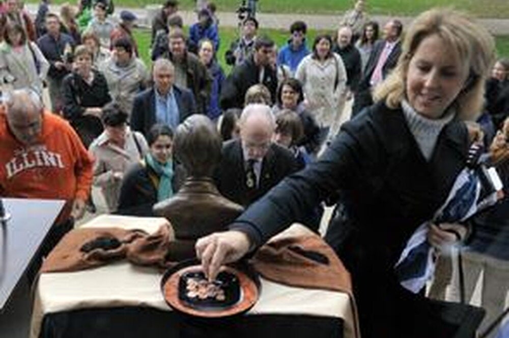 Speeches, pennies, and memories mark the Lincoln Hall renovation kick-off.