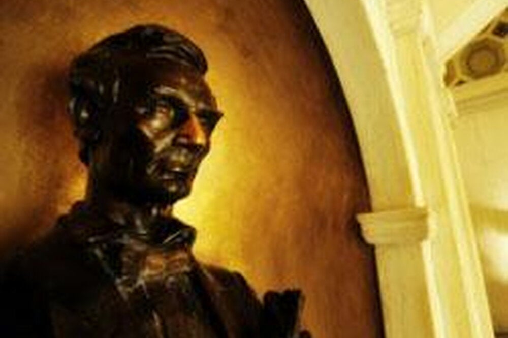 Symbolic Lincoln Hall sculpture taken into protective custody.