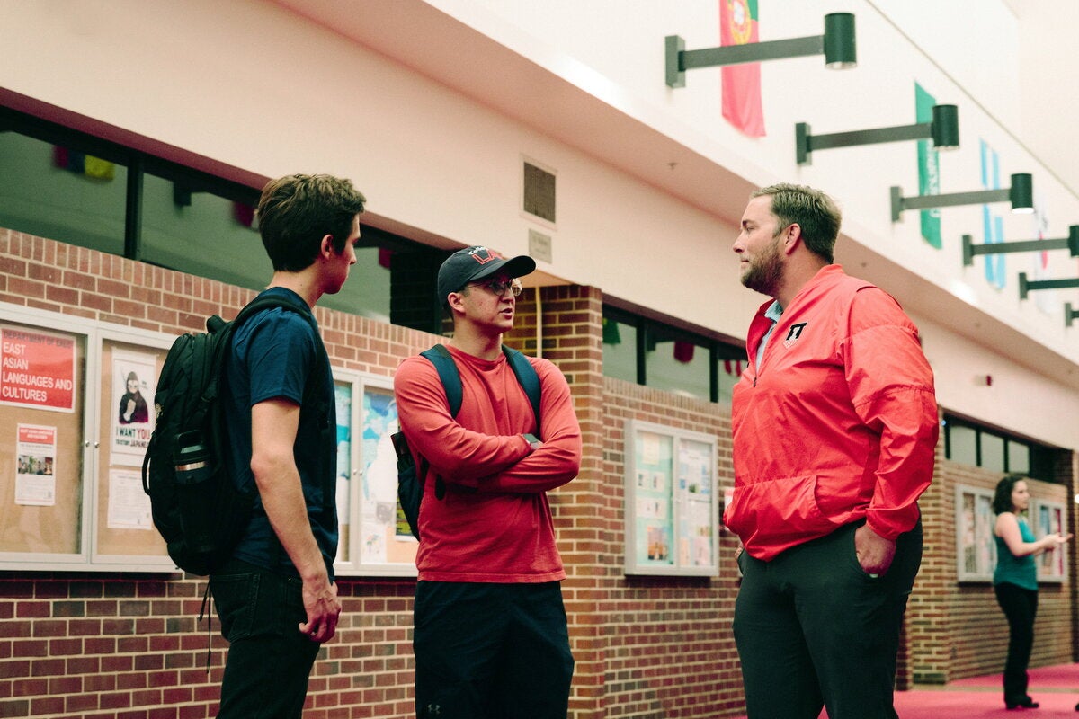 Students talking to an advisor in the LCLB