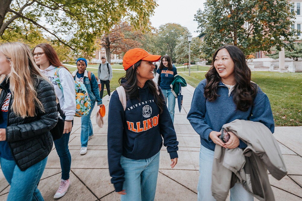 Students walking on the Main Quad