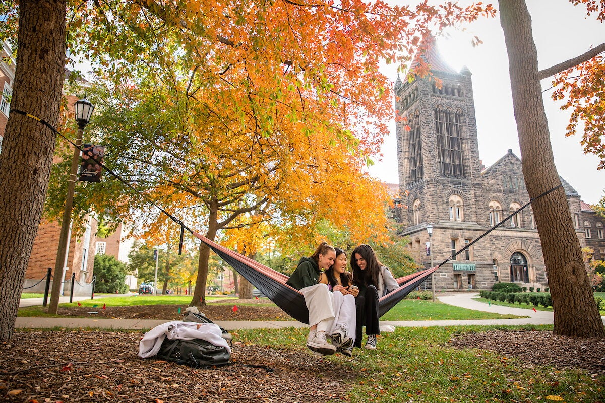 students in hammock