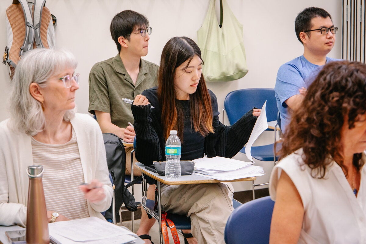 Students participating in class. 