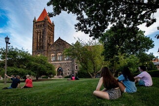 People gather to hear the Altgeld Chimes ringers play a special Juneteenth concert