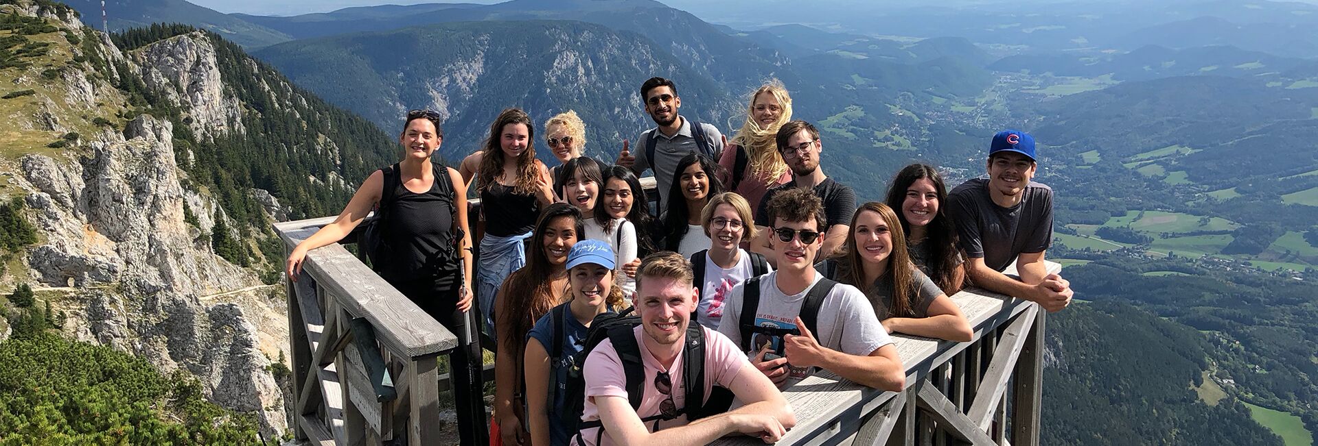 Students pose in the mountains