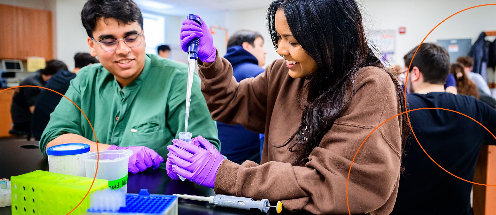 Students work in a lab for class