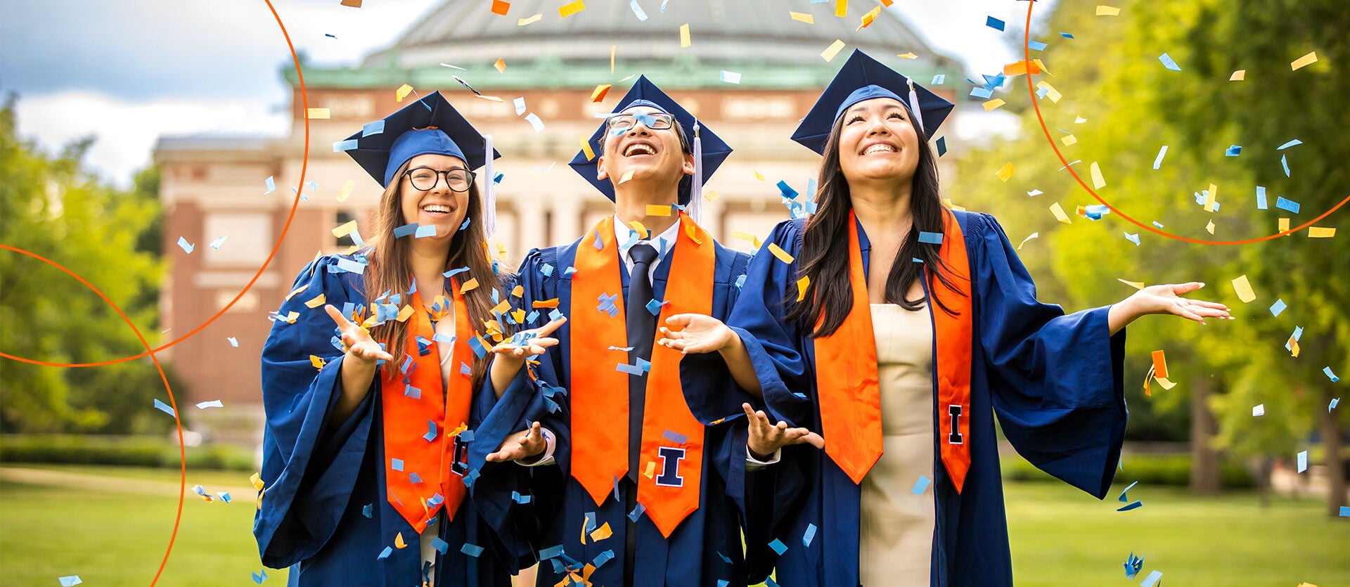 LAS grads throw confetti on the Quad