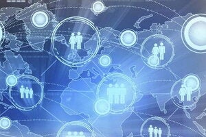 Decorative image of people connected around the globe