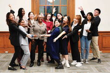 LAS International students with Harry E. Preble Dean Venetria Patton and associate director of intercultural and global learning Nikia Brown