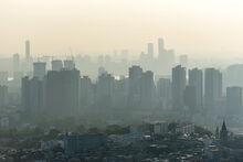 Stock photo of polluted city skyline