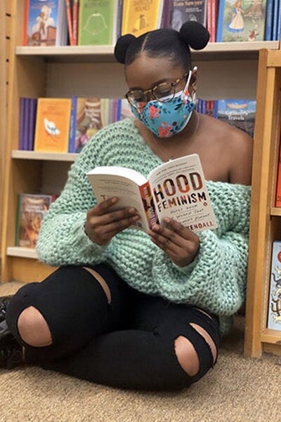 person reading book