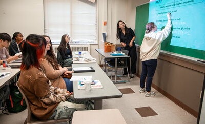 EALC classroom where students and instructor are participating. 