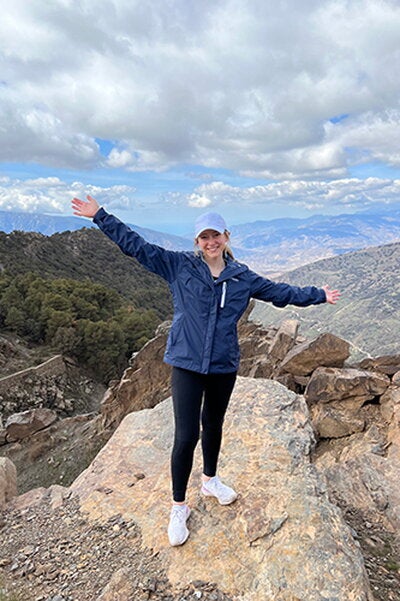 Amelia Kolany hikes in the mountains near Granada in the spring of 2022.