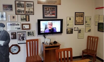 Silverman on a video screen in the museum