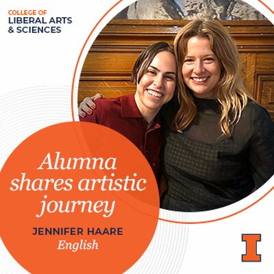 Jennifer Haare (BA, ‘13, English; BA, ‘13, creative writing) and Jackie Furtado.