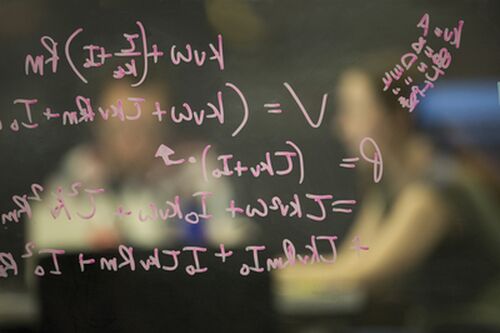 Math formulas on a board