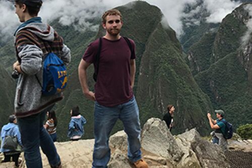 Caleb Fogler poses in Peru, where he studied abroad.