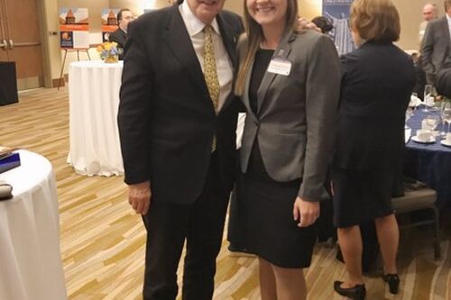 LAS junior Victoria Wilson takes a photo with LAS alumnus and world-renowned paleontologist Donald Johanson.