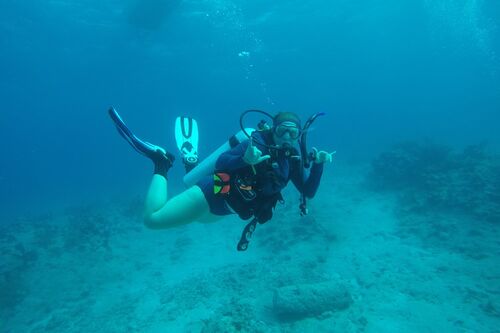 Recent graduate Abby Knipp conducts research of corals in the ocean.