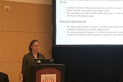 LAS sophomore Kaylee Heimes presents research at the Conference on Planned and Inadvertent Weather Modification.