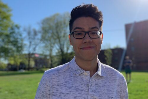 LAS student poses for photo on the Quad