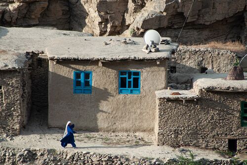 Buildings in Afghanistan with a satellite dish