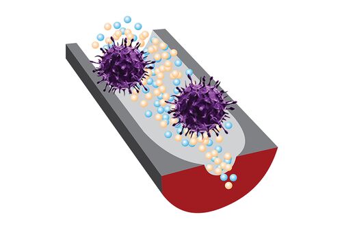 Illustration of DNA sensor and virus cells