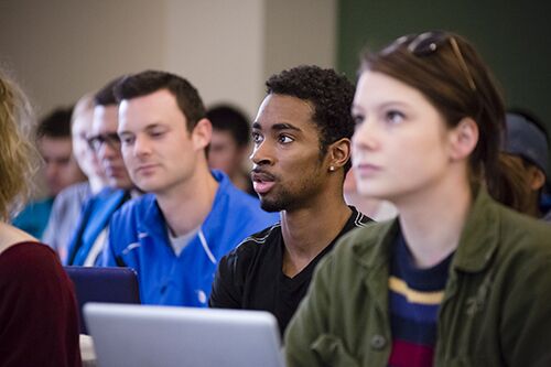 Students listen to a lecture