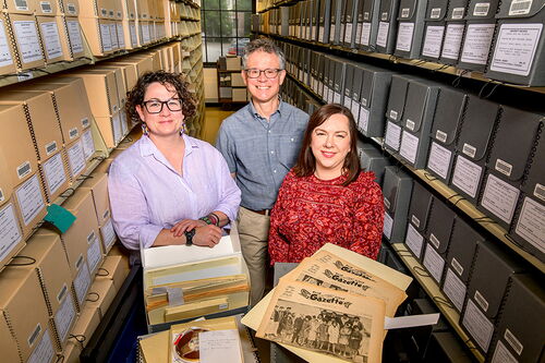 Researchers in a warehouse