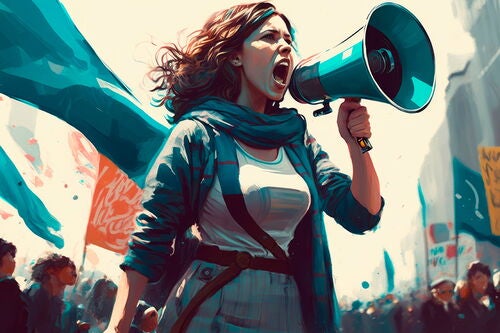 Illustration of woman with megaphone