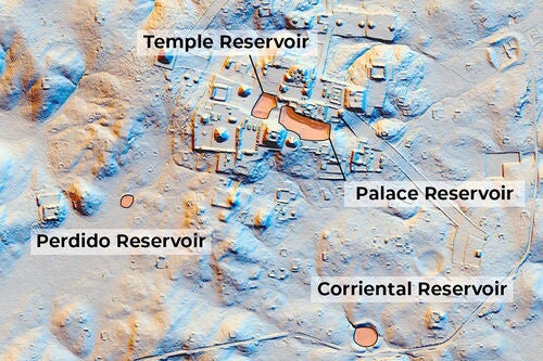 Lidar map of Mayan reservoirs