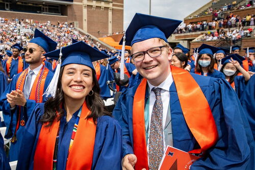 Graduates at commencement ceremony