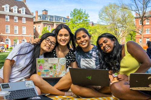 Students studying on the Quad.