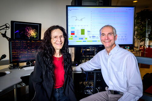 Composer and software developer Carla Scaletti and chemistry professor Martin Gruebele 