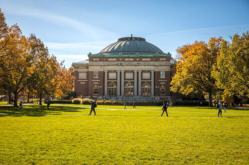 Students crossing the Main Quad